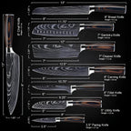 Syvek Japanese Damascus 8-Piece Set – Crimson Pakkawood Edition