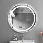 Espejo redondo inteligente para maquillaje, espejo de baño con luz LED ajustable de 3 colores, multifunción, con Altavoz Bluetooth, 50CM/60cm
