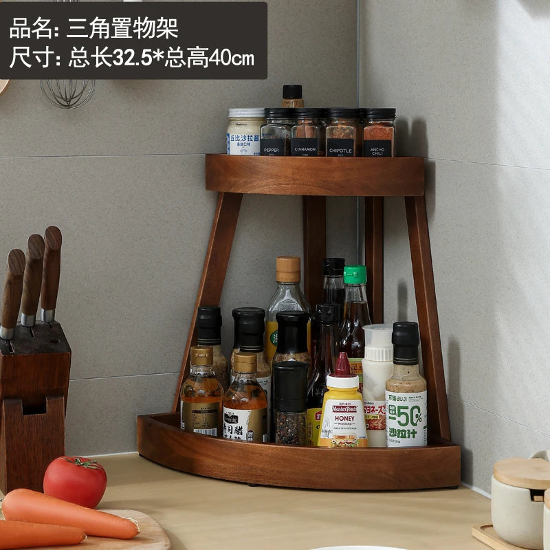 Estante Giratorio de Madera Maciza para Especias de Cocina, Soporte para Latas de Condimento, Sin Necesidad de Perforación, F...