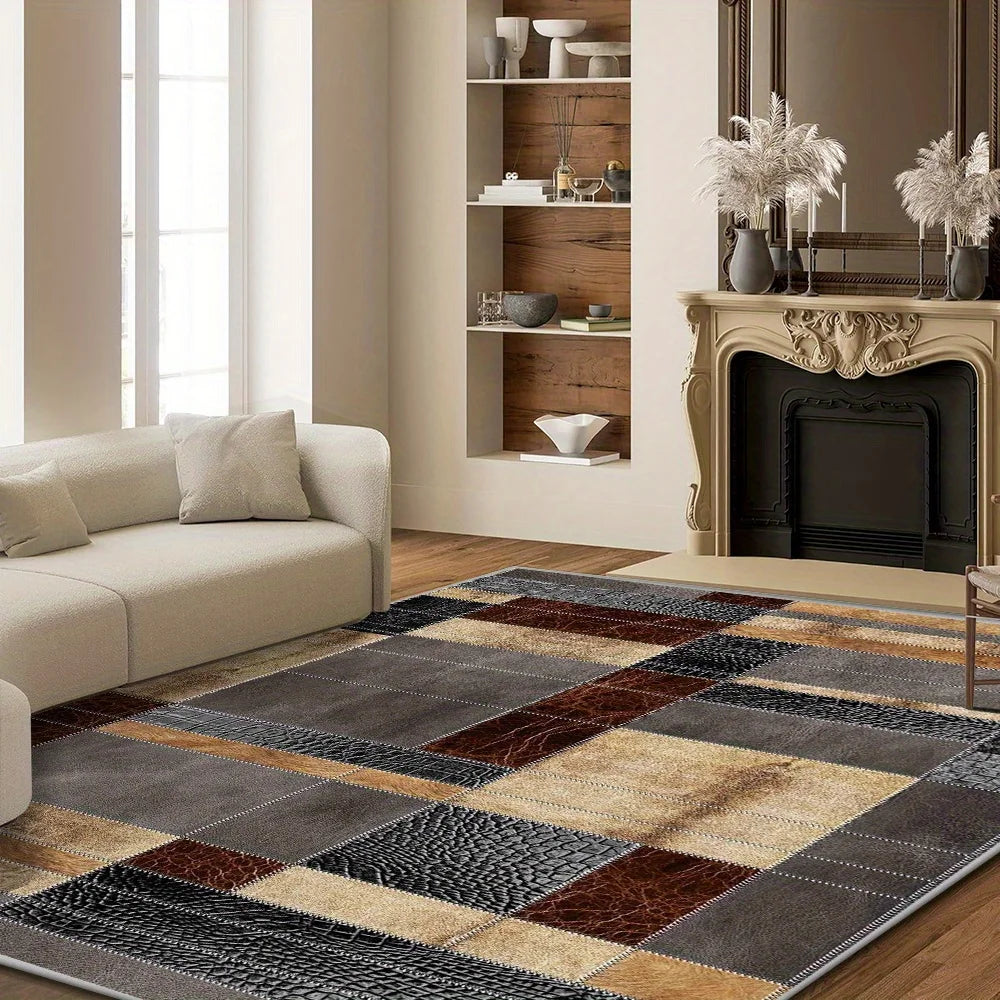 VIKAMA Alfombra grande moderna de lujo con estampado, antideslizante y lavable, para decoración del hogar en la sala de estar y el dormitorio-dsj