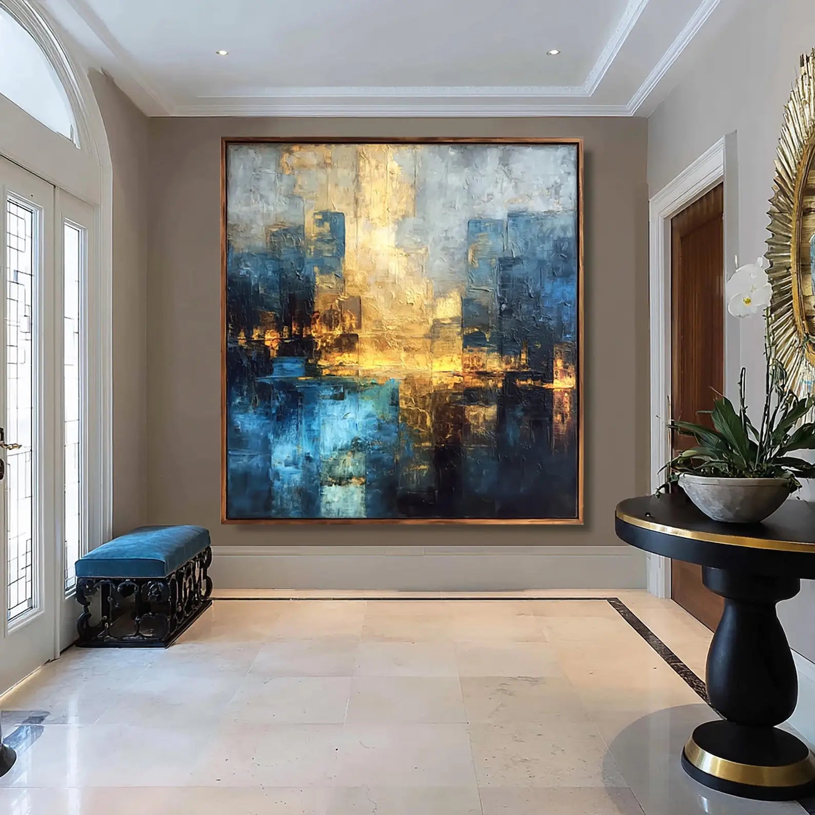 Pintura al Óleo Original Hecha a Mano Contemporánea de Mhemyo sobre Lienzo, Arte Abstracto Texturizado Boho Moderno para Decoración de Pared de Sala de Estar