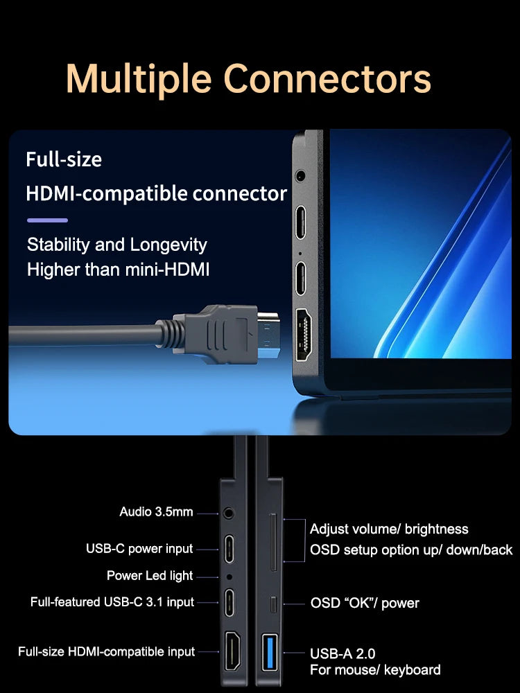 Monitor portátil OLED 4K de 14 pulgadas, pantalla táctil con lápiz óptico, Monitor de juegos externo Compatible con HDMI para PS5, Switch, portátil, MacOS