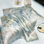 Juego de ropa de cama de seda Natural de alta gama, edredón suave y sedoso de lujo, funda de edredón con estampado individual, doble, tamaño King