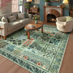 Alfombra para sala de estar, alfombra Floral botánica lavable para dormitorio, mesita de noche, alfombra suave antideslizante para mesa de centro, decoración del hogar