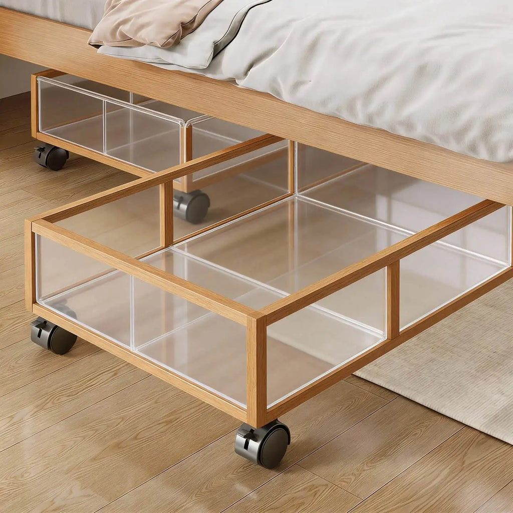Caja de nento Debajo de la Cama de an Capacidad, Estilo Cajón con Ruedas, Diseño Plano para Ropa y Libros, Organiz...