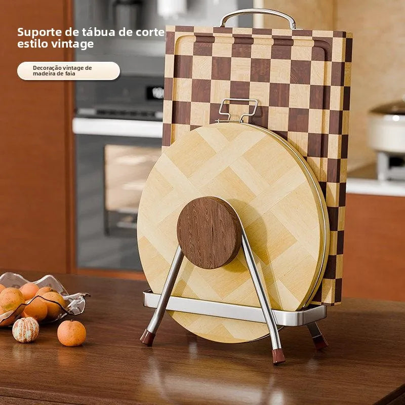 Soporte Multifuncional para Tabla de Cortar de Cocina, Organizador de Tapas de Ollas, Triangular, de Acero Inoxidable, Imperm...