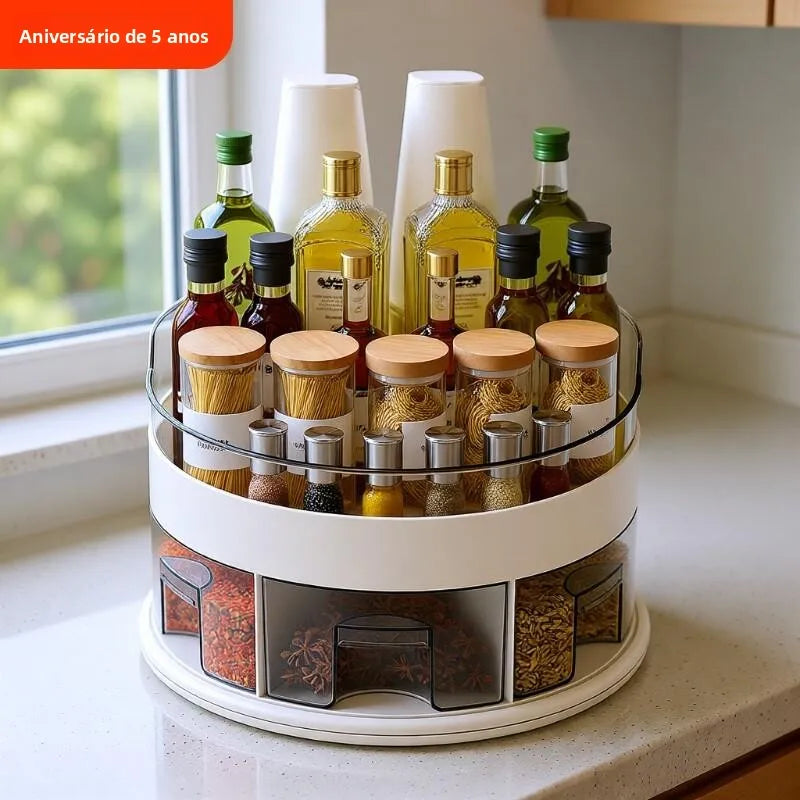 Organizador de Especias Giratorio Multifuncional para Cocina, Estante para Aceite, Sal, Vinagre y Condimentos, Organizador de...