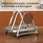 Soporte Multifuncional para Tabla de Cortar de Cocina, Organizador de Tapas de Ollas, Triangular, de Acero Inoxidable, Imperm...