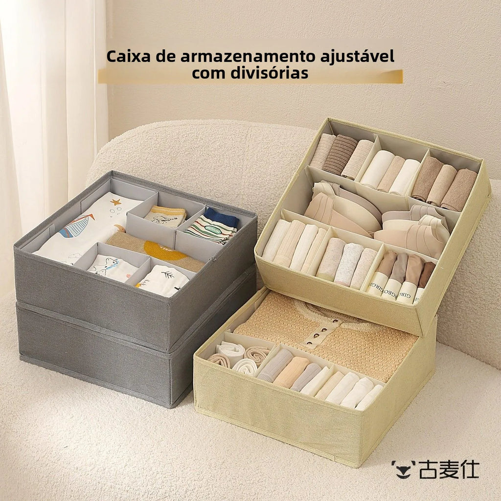 Caja Organizadora Tres en  para Ropa Interior y Calcetines, Caja de Almacenamiento para Armario, con Compartimentos Dividi...