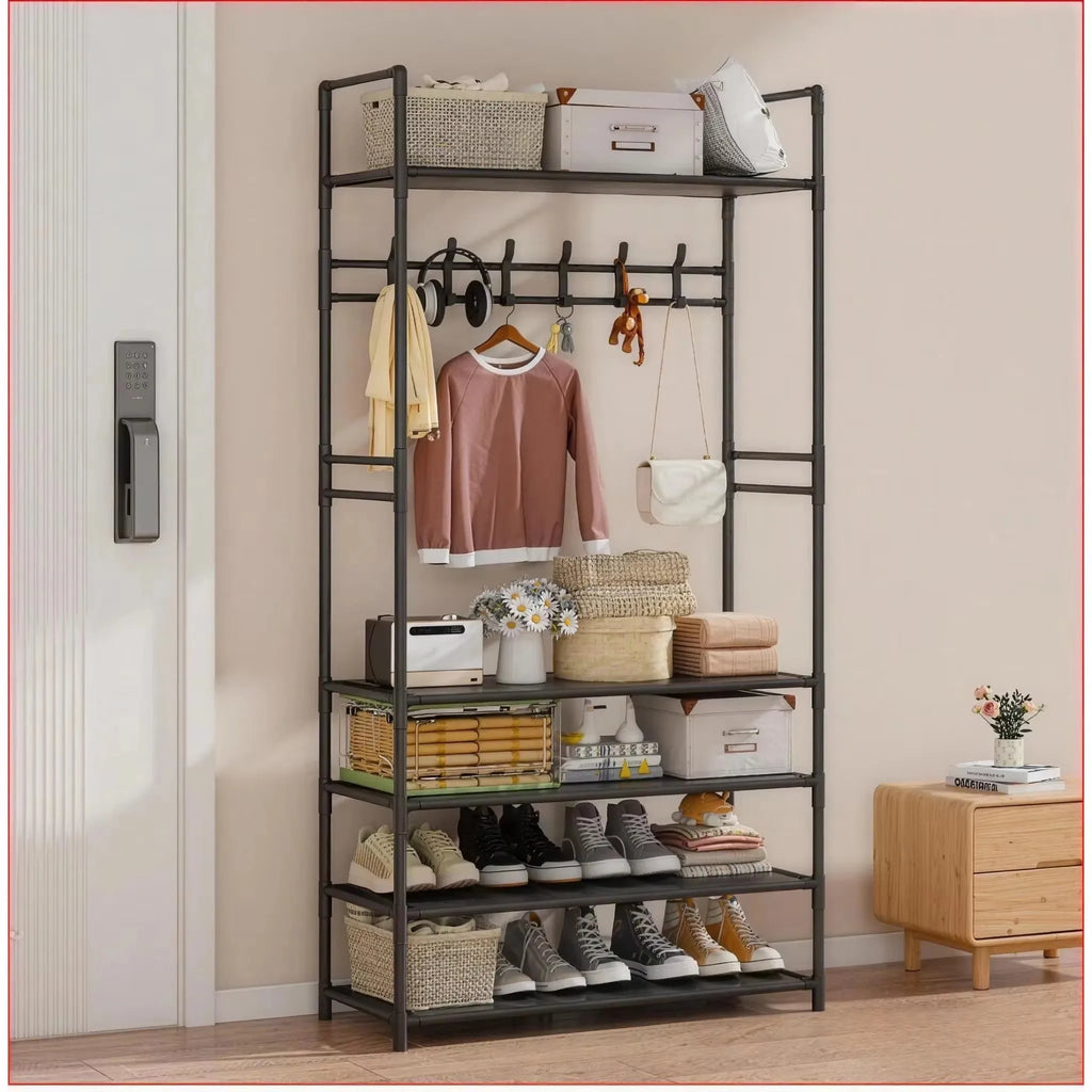 Zapatero Multifuncional, Organizador de Ropa de Múltiples Niveles, Estante para Ahorrar Espacio en la Sala de Estar, Perchero Simple para Almacenamiento de Zapatos