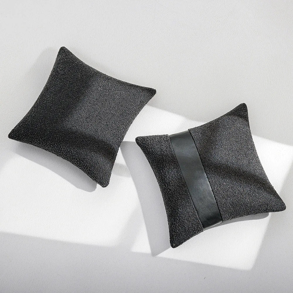 2 uds fundas de cojín de lujo de cuero Patchwork Tweed texturizado fundas de almohada decorativas decoración moderna para el hogar fundas de almohada para sofá