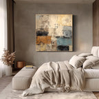 Pintura al Óleo Original Hecha a Mano Contemporánea de Mhemyo sobre Lienzo, Arte Abstracto Texturizado Boho Moderno para Decoración de Pared de Sala de Estar
