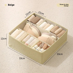Beige (33*33*12cm) ideal para guardar ropa interior calzoncillos y calcetines.