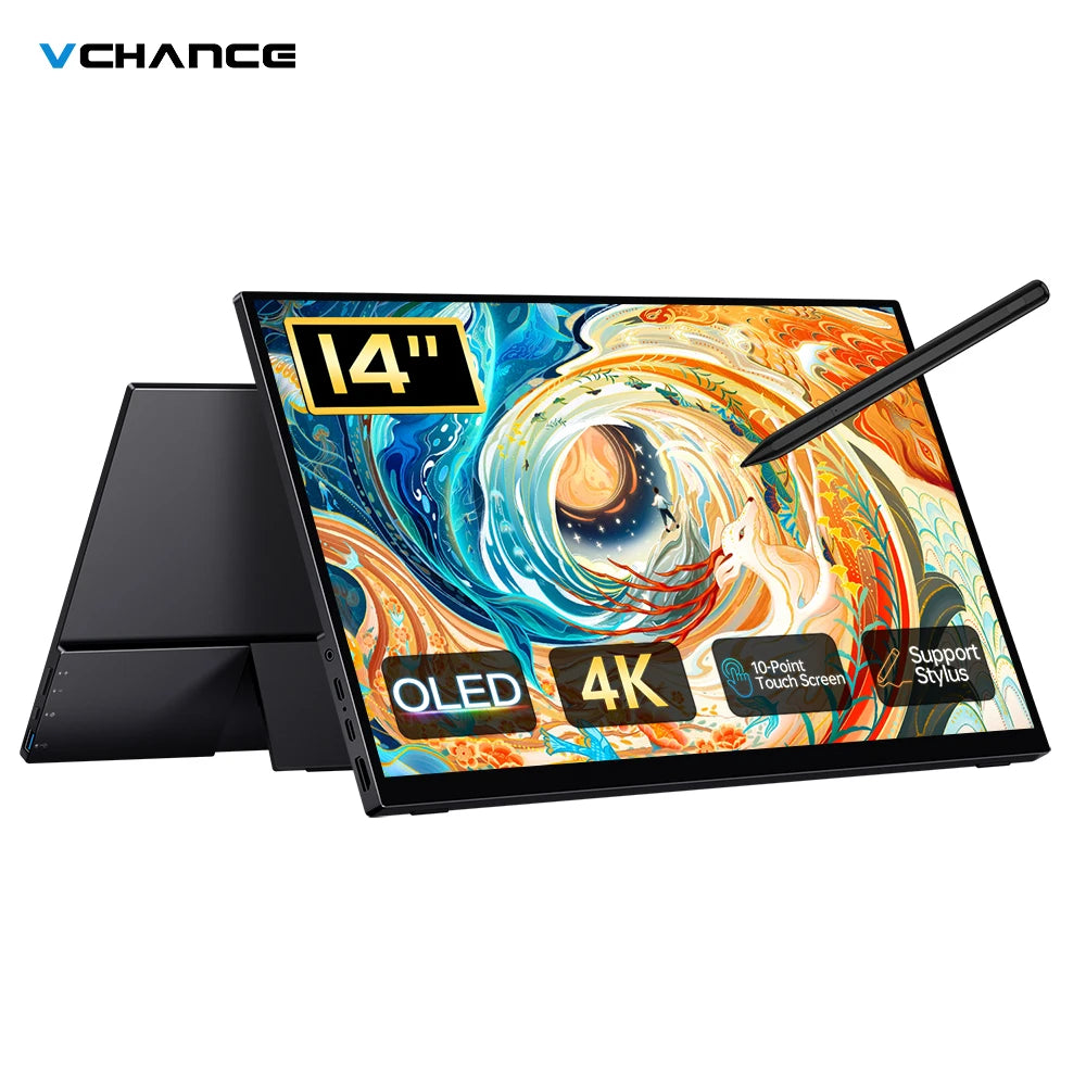 Monitor portátil OLED 4K de 14 pulgadas, pantalla táctil con lápiz óptico, Monitor de juegos externo Compatible con HDMI para PS5, Switch, portátil, MacOS