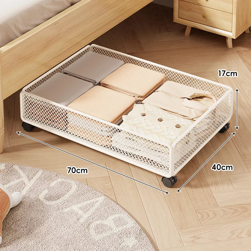 Caja de nento Debajo de la Cama de an Capacidad, Estilo Cajón con Ruedas, Diseño Plano para Ropa y Libros, Organiz...