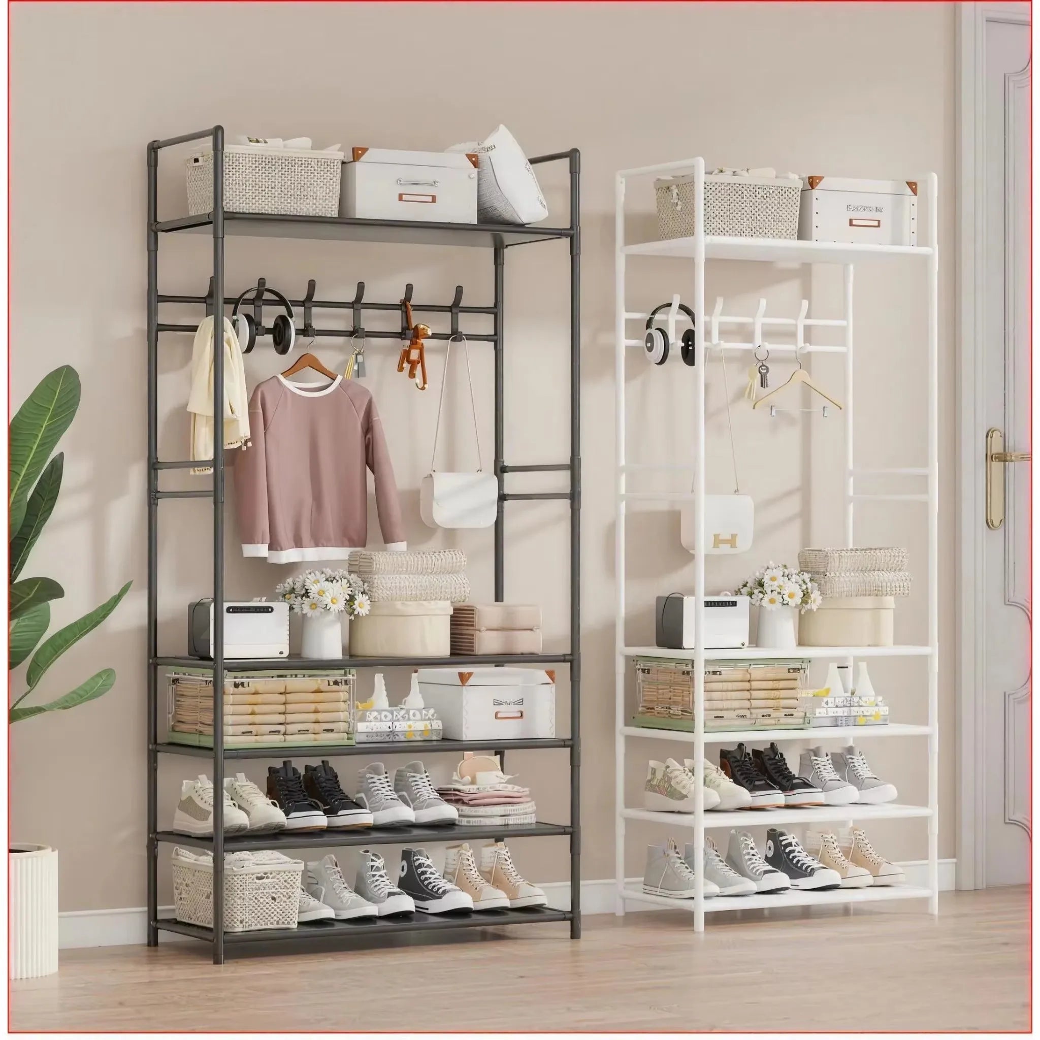 Zapatero Multifuncional, Organizador de Ropa de Múltiples Niveles, Estante para Ahorrar Espacio en la Sala de Estar, Perchero Simple para Almacenamiento de Zapatos