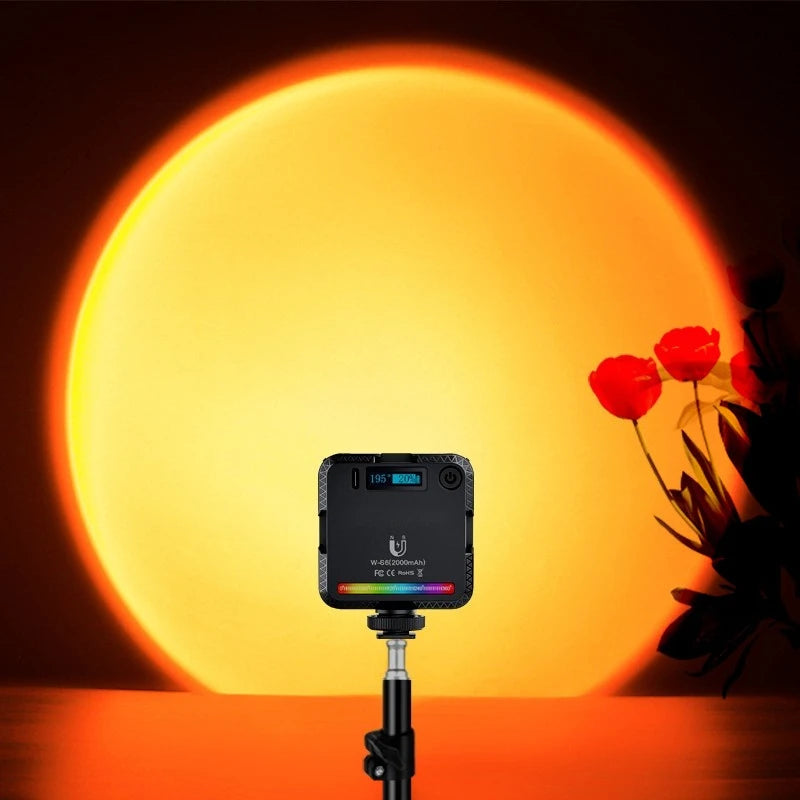 Mini Lámpara de Bolsillo Magnética RGB con Proyección de Atardecer Ajustable, Luz Ambiental Portátil para Transmisiones en Vivo y Grabación con Teléfono