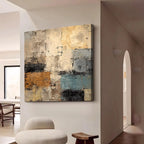 Pintura al Óleo Original Hecha a Mano Contemporánea de Mhemyo sobre Lienzo, Arte Abstracto Texturizado Boho Moderno para Decoración de Pared de Sala de Estar
