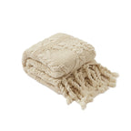 Manta de punto beige nórdica con borlas para sofá, manta decorativa suave y acogedora para sala de estar, regalo de decoración para el hogar
