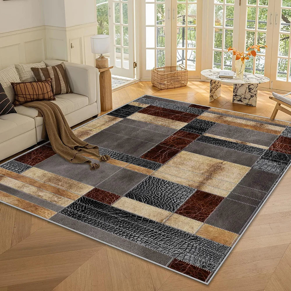VIKAMA Alfombra grande moderna de lujo con estampado, antideslizante y lavable, para decoración del hogar en la sala de estar y el dormitorio-dsj