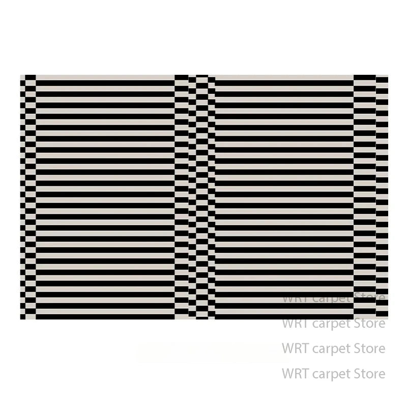 Alfombra moderna a rayas blancas y negras, decoración minimalista para dormitorio, mesita de noche, alfombra corta de terciopelo, alfombras antideslizantes para salón y guardarropa