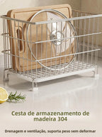 Soporte para Tabla de Cortar de Cocina de Acero Inoxidable, Escurridor de Platos Multifuncional para Encimera, Cesta de Almac...