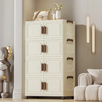 Gabinete de almacenamiento plegable de estilo coreano, caja organizadora de plástico de gran capacidad con ruedas apilables para el hogar