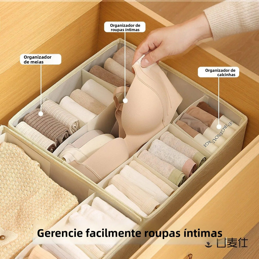 Caja Organizadora Tres en  para Ropa Interior y Calcetines, Caja de Almacenamiento para Armario, con Compartimentos Dividi...