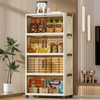 Gabinete de almacenamiento plegable de estilo coreano, caja organizadora de plástico de gran capacidad con ruedas apilables para el hogar