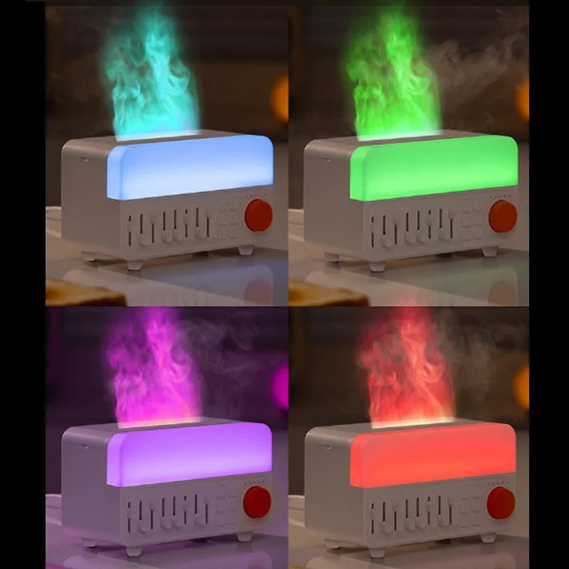 Humidificador de Aromaterapia con Ruido Blanco Retro, Luz RGB, Altavoz Bluetooth, Ayuda para Dormir, Difusor de Vapor Frío Ultrasónico para Dormitorio