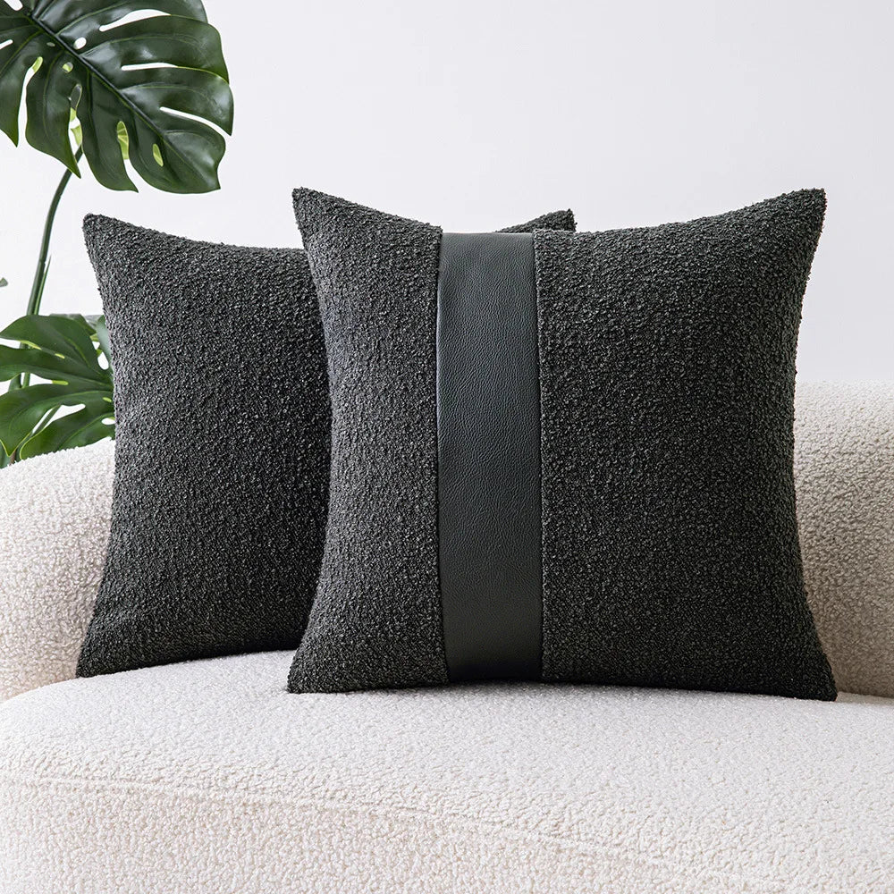 2 uds fundas de cojín de lujo de cuero Patchwork Tweed texturizado fundas de almohada decorativas decoración moderna para el hogar fundas de almohada para sofá