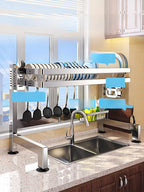 Escurridor de Platos de Acero Inoxidable 304 para Fregadero de Cocina, Estante de Almacenamiento Multifuncional para Drenaje ...