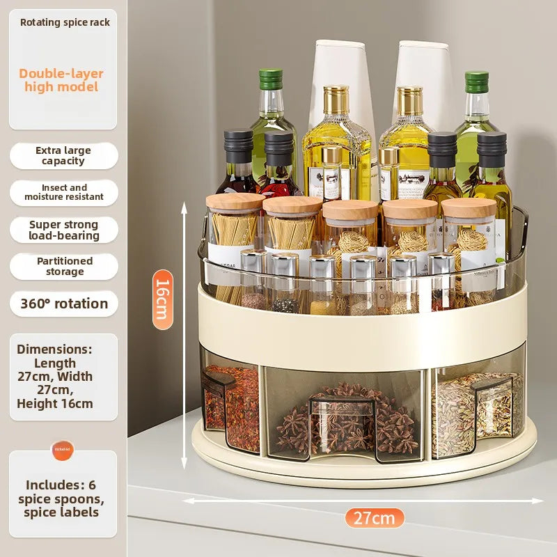 Organizador de Especias Giratorio Multifuncional para Cocina, Estante para Aceite, Sal, Vinagre y Condimentos, Organizador de...
