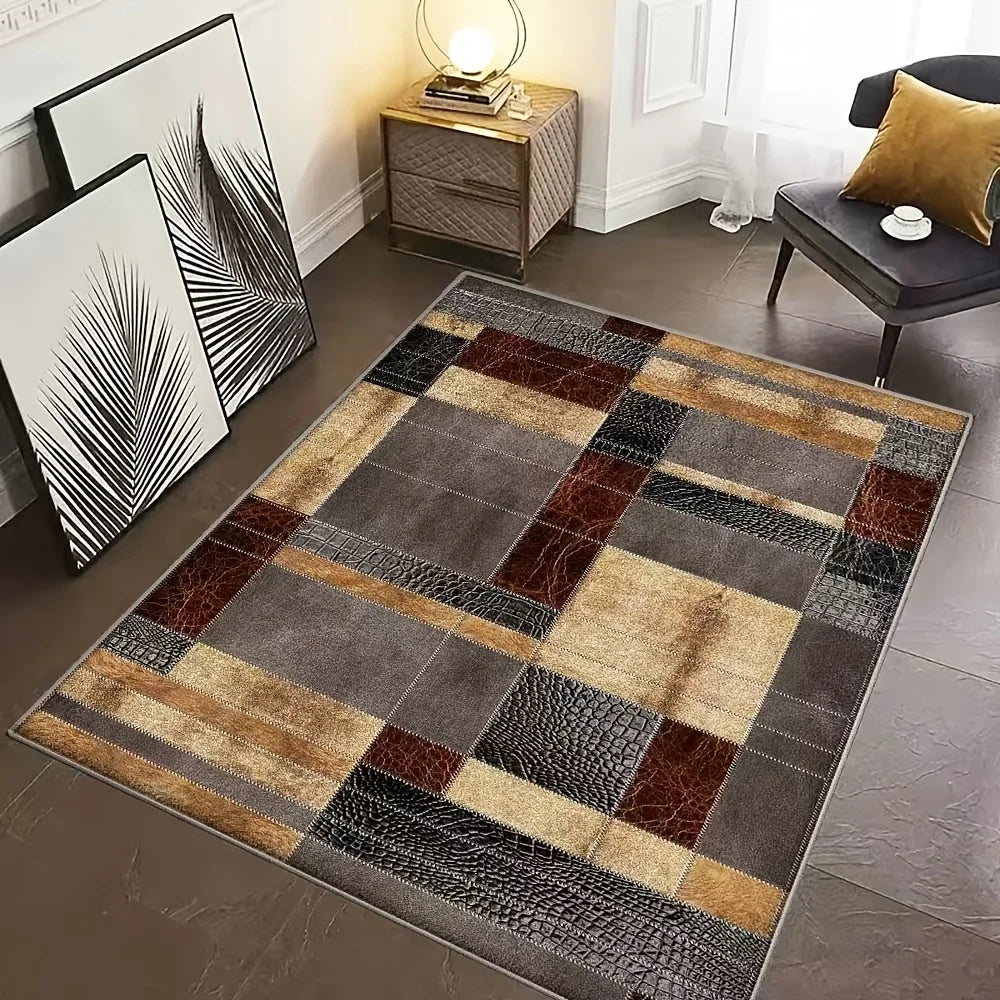 VIKAMA Alfombra grande moderna de lujo con estampado, antideslizante y lavable, para decoración del hogar en la sala de estar y el dormitorio-dsj