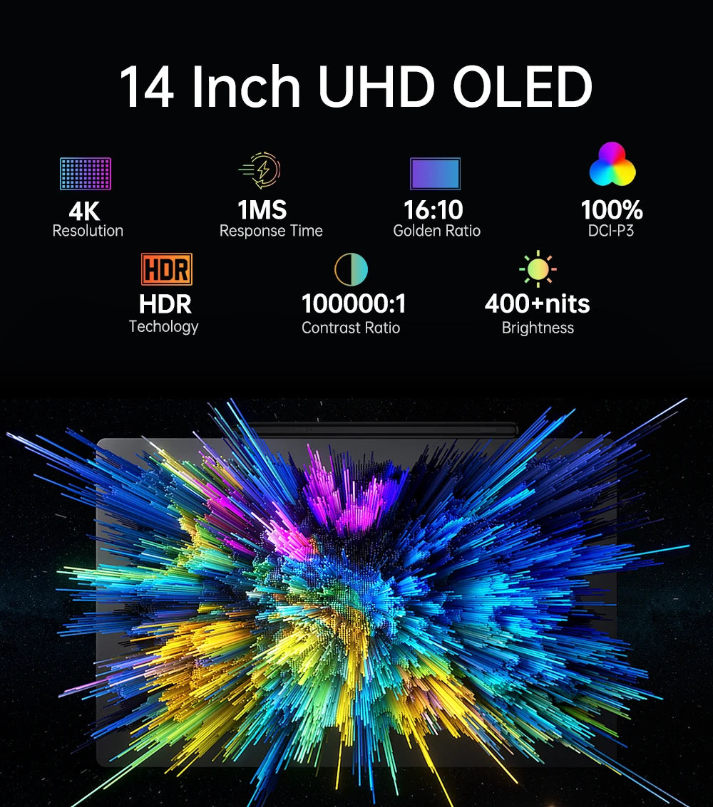 Monitor portátil OLED 4K de 14 pulgadas, pantalla táctil con lápiz óptico, Monitor de juegos externo Compatible con HDMI para PS5, Switch, portátil, MacOS