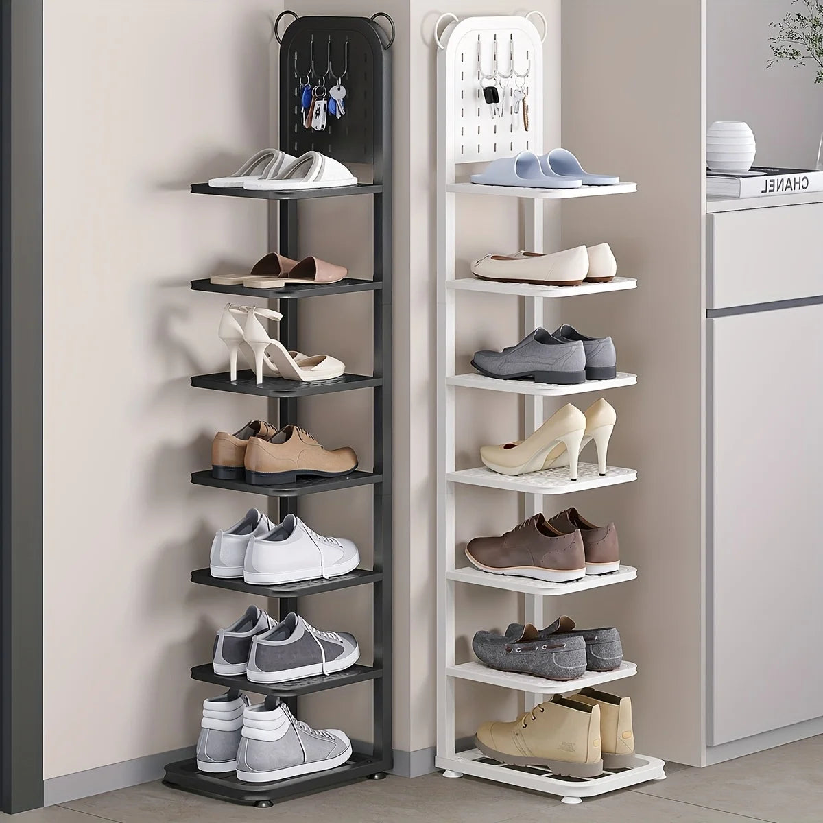 Zapatero de 5/7/9 niveles, diseño estrecho resistente, ahorro de espacio: zapatero vertical. Zapateros resistentes de 5/7/9 niveles