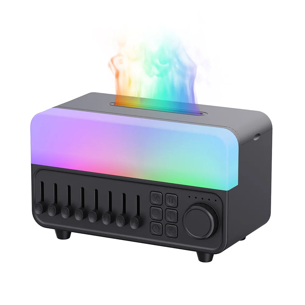 Humidificador de Aromaterapia con Ruido Blanco Retro, Luz RGB, Altavoz Bluetooth, Ayuda para Dormir, Difusor de Vapor Frío Ultrasónico para Dormitorio