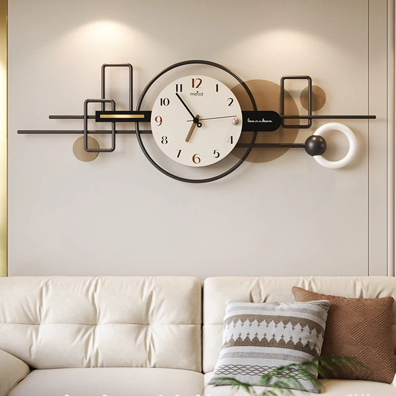 Reloj de pared minimalista de lujo, silencioso, sin tictac, decoración moderna para comedor y sala de estar, diseño de pintura de pared de arte abstracto
