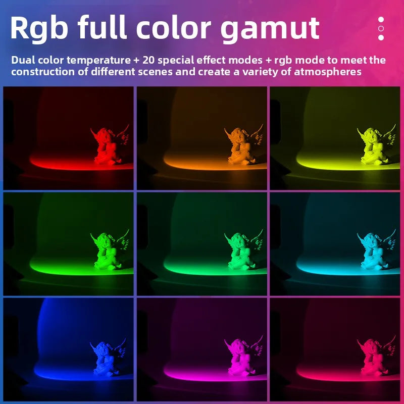 Mini Lámpara de Bolsillo Magnética RGB con Proyección de Atardecer Ajustable, Luz Ambiental Portátil para Transmisiones en Vivo y Grabación con Teléfono