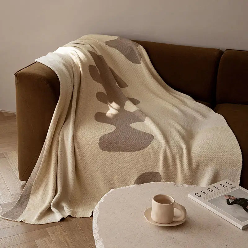 Manta tejida de Color Chocolate, manta tejida de color crema y marfil, manta geométrica, ropa de cama moderna para sofá, decoraciones para el hogar a la moda