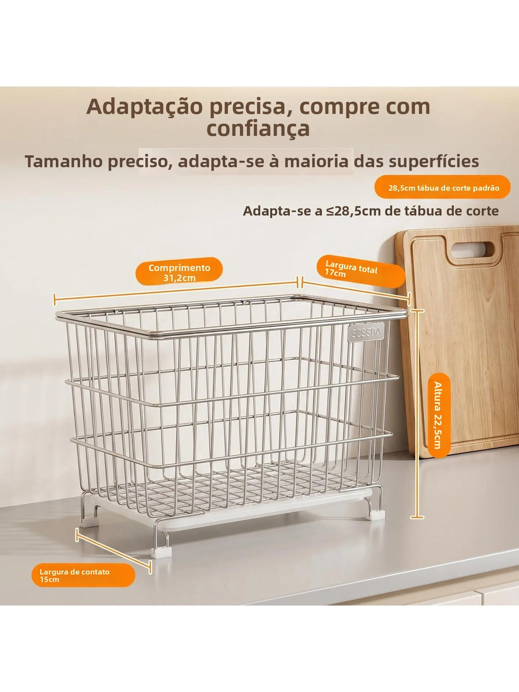 Soporte para Tabla de Cortar de Cocina de Acero Inoxidable, Escurridor de Platos Multifuncional para Encimera, Cesta de Almac...