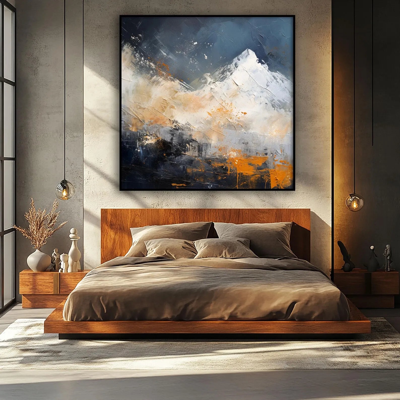 Pintura al Óleo Original Hecha a Mano Contemporánea de Mhemyo sobre Lienzo, Arte Abstracto Texturizado Boho Moderno para Decoración de Pared de Sala de Estar