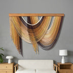 Tapiz de Pared de Macramé Creativo, Decoración Boho, Tapiz de Hilo Hecho a Mano con Borlas para Sala de Estar, Dormitorio, Guardería, Apartamento, Decoración del Hogar