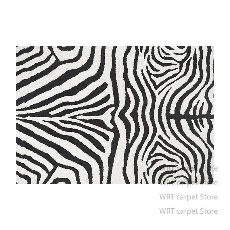 Alfombra moderna a rayas blancas y negras, decoración minimalista para dormitorio, mesita de noche, alfombra corta de terciopelo, alfombras antideslizantes para salón y guardarropa