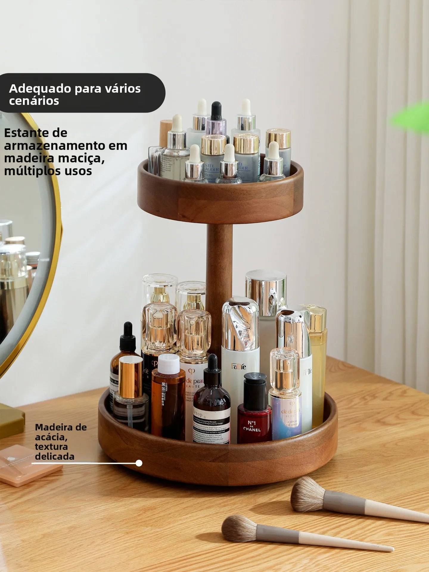 Estante Giratorio de Madera Maciza para Especias de Cocina, Soporte para Latas de Condimento, Sin Necesidad de Perforación, F...