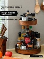 Estante Giratorio de Madera Maciza para Especias de Cocina, Soporte para Latas de Condimento, Sin Necesidad de Perforación, F...