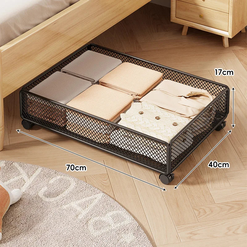 Caja de nento Debajo de la Cama de an Capacidad, Estilo Cajón con Ruedas, Diseño Plano para Ropa y Libros, Organiz...