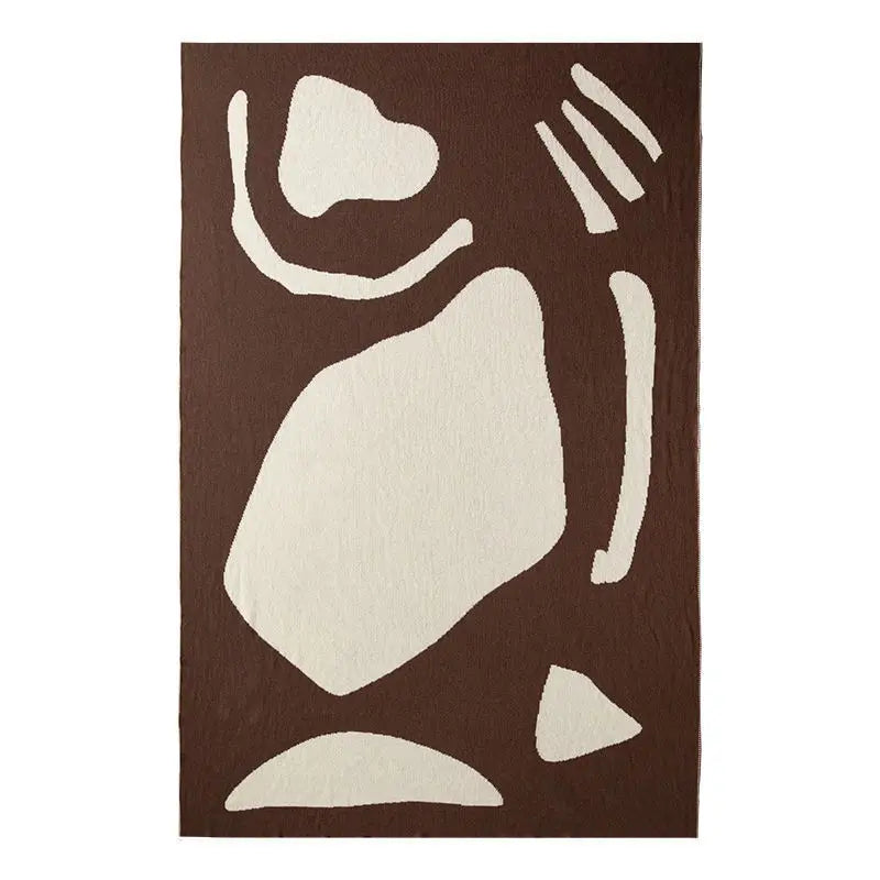 Manta tejida de Color Chocolate, manta tejida de color crema y marfil, manta geométrica, ropa de cama moderna para sofá, decoraciones para el hogar a la moda