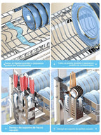 Escurridor de Platos de Acero Inoxidable 304 para Fregadero de Cocina, Estante de Almacenamiento Multifuncional para Drenaje ...