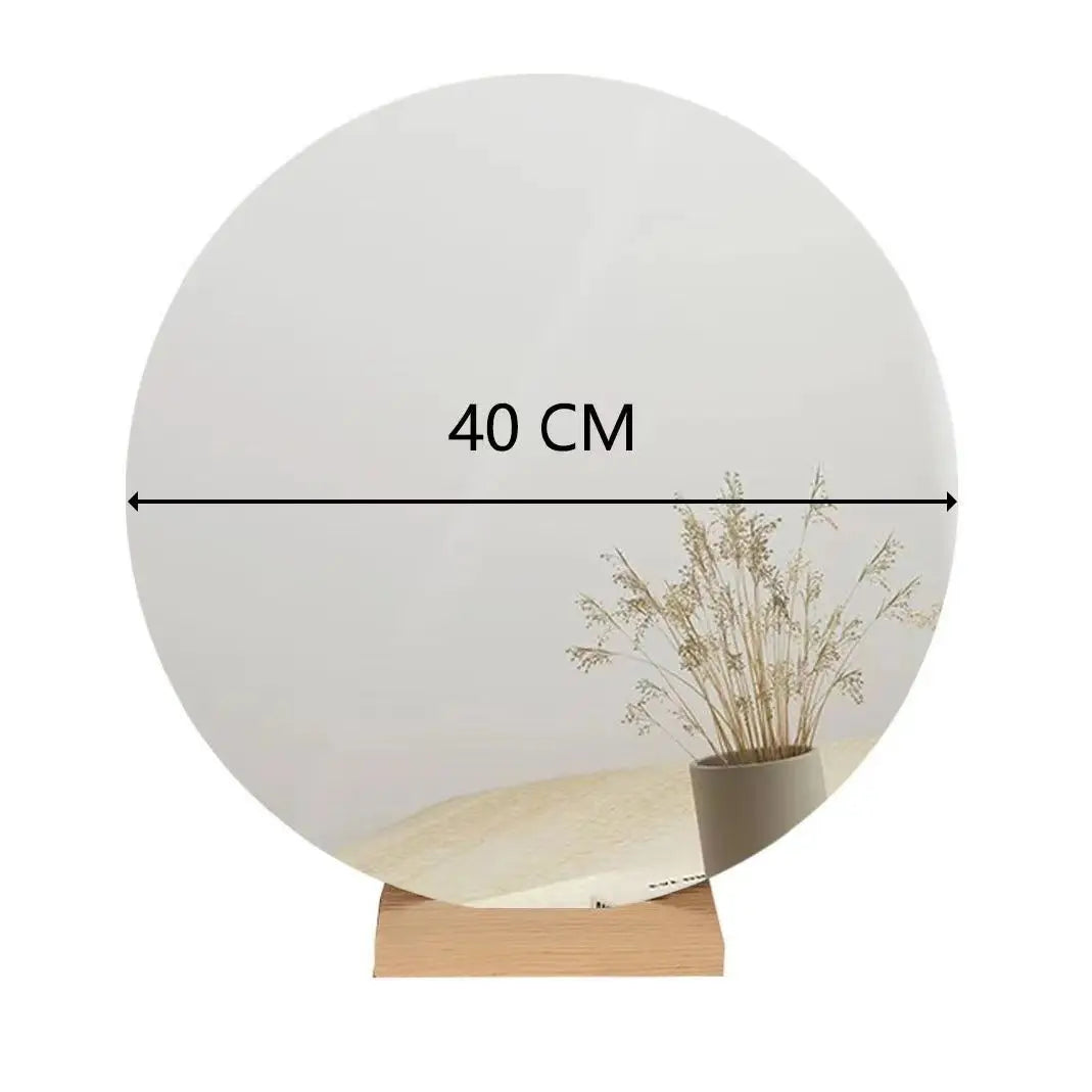 Espejo de maquillaje redondo, espejo de pie de madera, soporte de escritorio de diseño para baño, espejo de peluquería coreano, Mural, decoración del hogar y dormitorio